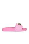 Versace Medusa Rubber Slides In Flamingo Pink & Oro