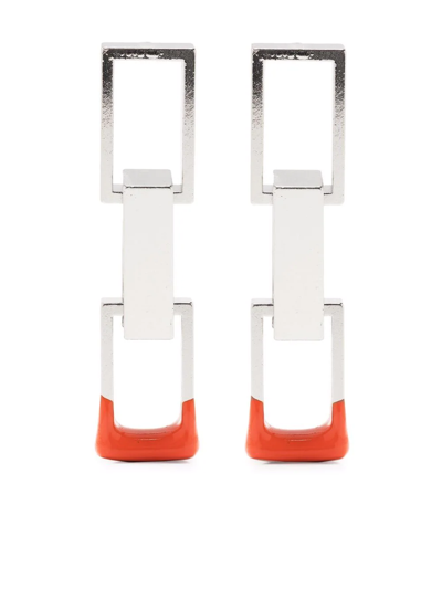 Heron Preston Dip-dye Chain Earrings In Silver