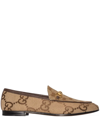 Gucci New Jordaan Jumbo Gg Marmont Loafers In Braun