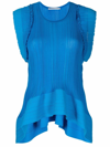 Stella Mccartney Two-tone Fine-ribbed Top In Blue