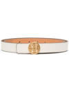 Tory Burch Miller Reversible Leather Buckle Belt In Weiss