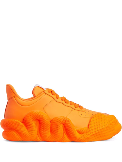 Giuseppe Zanotti Cobras Snake-detail Sneakers In Orange