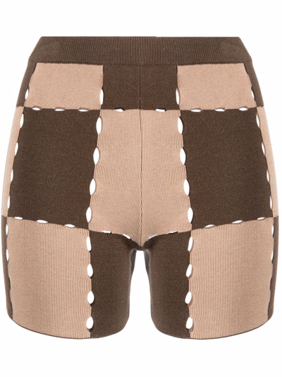 Jacquemus Le Short Gelato Mid-rise Stretch Cotton-blend Knit Shorts In Multi Brown