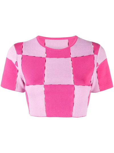 Jacquemus La Maille Gelato棉质针织短款上衣 In Pink,fuchsia