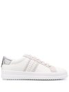 Geox Mixed Leather Low-top Sneakers In White