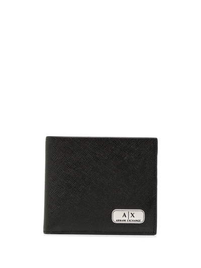Armani Exchange Logo-plaque Bifold Wallet In Black