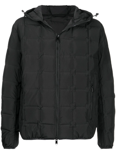 Armani Exchange Padded Zip-up Hooded Coat In Black