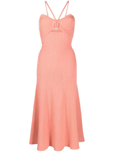 Anna Quan Galina Cut-out Rib-knit Midi Dress In Pink