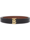 Burberry Monogram-buckle Reversible Leather Belt In Schwarz