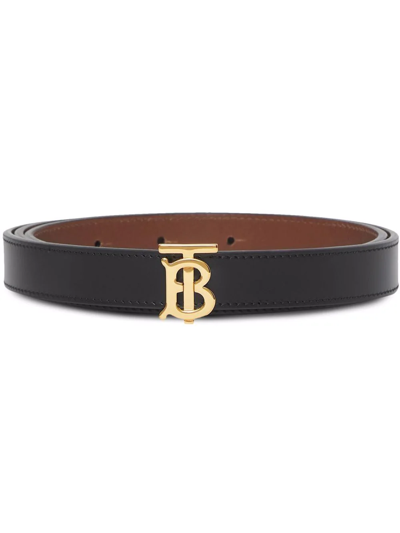 Burberry Monogram-buckle Reversible Leather Belt In Schwarz