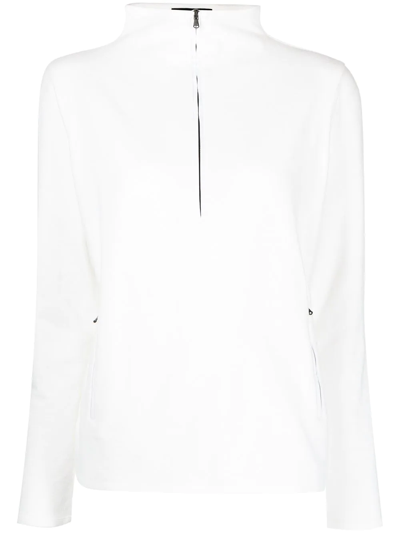 James Perse Brushed Terry Half-zip Sweatshirt In White