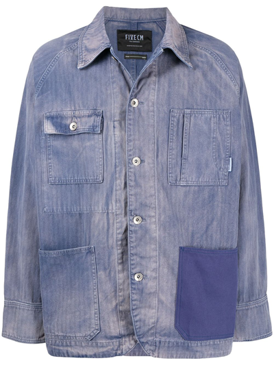 Five Cm Patch-detail Denim Jacket In Blau