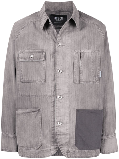 Five Cm Patch-detail Denim Jacket In Grau