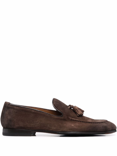 Doucal's Tassel-embellished Suede Loafers In Brown
