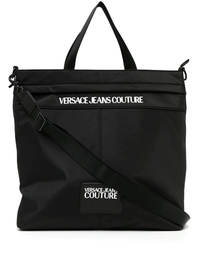 Versace Jeans Couture Embossed-logo Tote Bag In Black