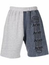Aries Logo Print Colour-block Track Shorts In Blue