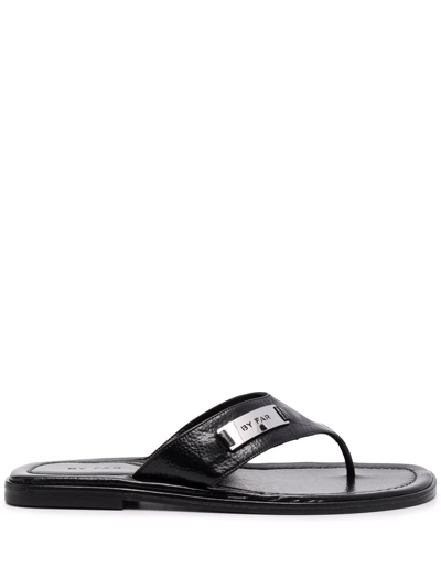 By Far Piel Thong Flip Flops In Black