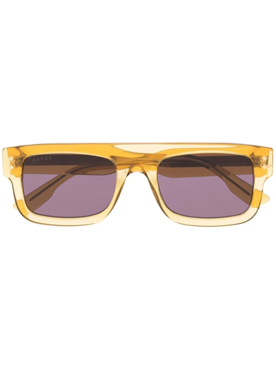 Gucci Two-tone Square Frame Sunglasses In Gold