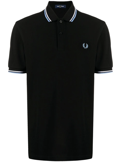 Fred Perry Embroidered-logo Short-sleeved Polo Shirt In Schwarz