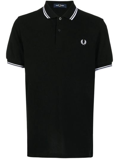 Fred Perry Logo-embroidered Polo Shirt In Schwarz