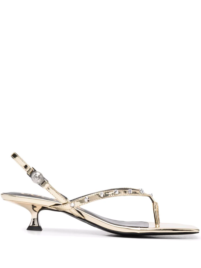 Versace Jeans Couture Studded Thong Sandals In Yellow