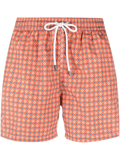 Fedeli Graphic-print Swimshorts In Orange