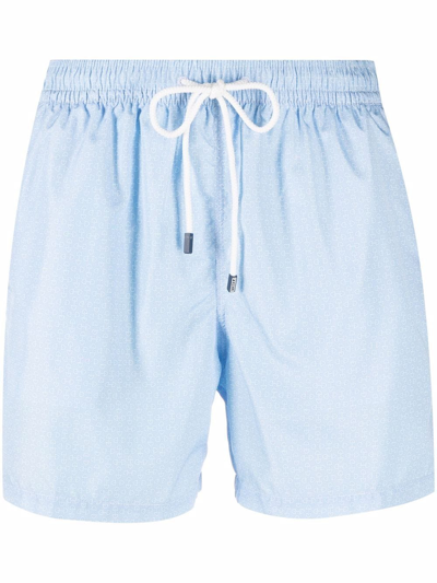 Fedeli Tonal-print Swim Shorts In Blue