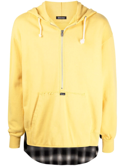 Undercoverism Check-print Panelled Hoodie In Yellow
