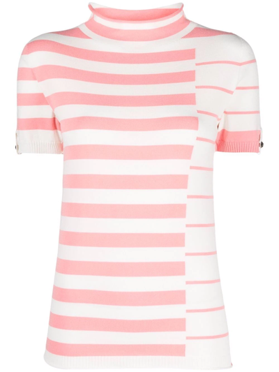 Twinset Stripe-pattern Knitted T-shirt In Weiss