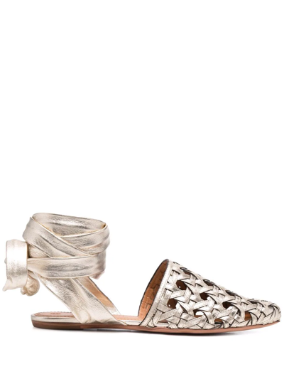 Tory Burch Interwoven-design Sandals In Gold