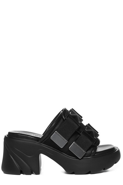 Bottega Veneta Chucky Heeled Slides In Nero