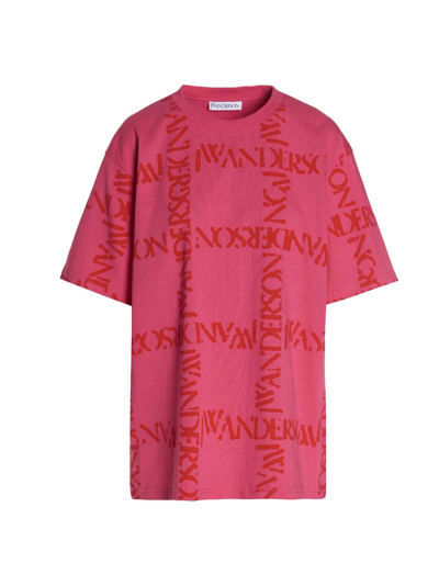 Jw Anderson Logo Printed Cotton Jersey T-shirt In Fuchsia