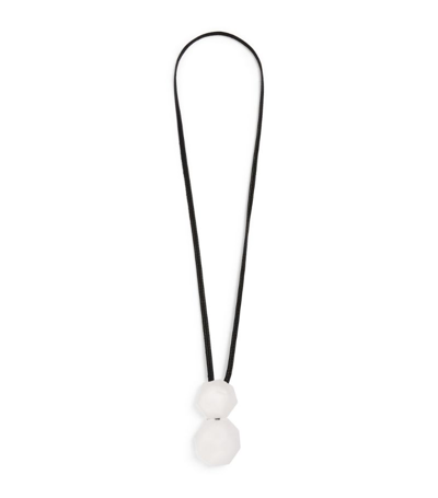Eskandar Leather And Acrylic Two-part Spherical Necklace In Clear
