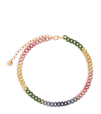 Shay Mixed Gold And Diamond Rainbow Link Necklace In Multi