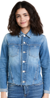 L Agence Janelle Cropped Frayed Stretch-denim Jacket In Brisbane