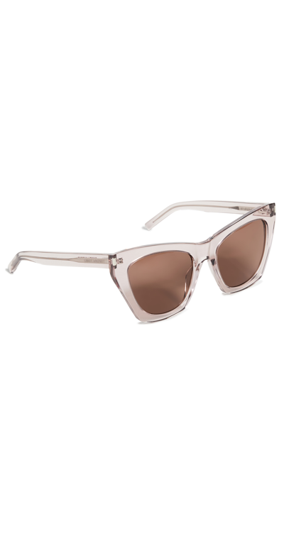 Saint Laurent Oversized Rectangle Acetate Sunglasses In Neutral