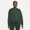 Nike Sportswear Collection Essentials Women's Oversized Fleece Crew Sweatshirt In Pro Green,white