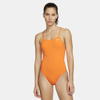 Nike Lace-up Tie-back Women's 1-piece Swimsuit In Bright Citrus