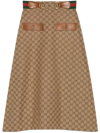 Gucci Horsebit Gg Canvas Midi Skirt In Beige