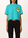 Barrow Cotton T-shirt With Smile And Logo In Green