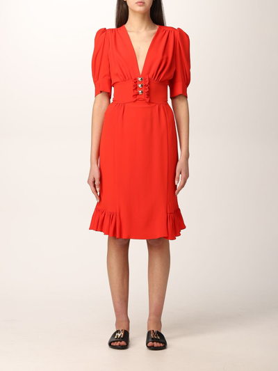 Moschino Couture Silk Dress In Red