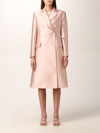 Alberta Ferretti Double-breasted Coat With Slits - Atterley In Pink
