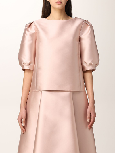 Alberta Ferretti Top With Balloon Sleeves - Atterley In Pink