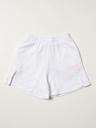 Msgm Kids' Jogging Shorts With Logo In White