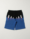 Neil Barrett Thunder Color Block Cotton Sweat Shorts In Blue