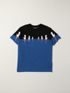 Neil Barrett Kids' T-shirt With Lightning Print In Blue
