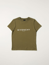 Givenchy Kids' Cotton T-shirt With Logo In Kaki