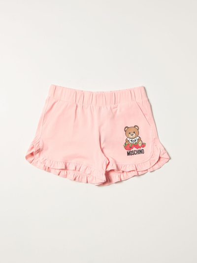 Moschino Kid Kids' Jogging Shorts With Teddy In Pink