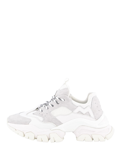 Moncler Teen White Leather Trainers In Bianco