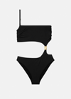 Versace Greca Cut-out Swimsuit In Black